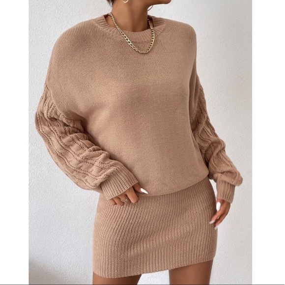 Dresses & Skirts - Cable and Ribbed Knit Sweater Dress